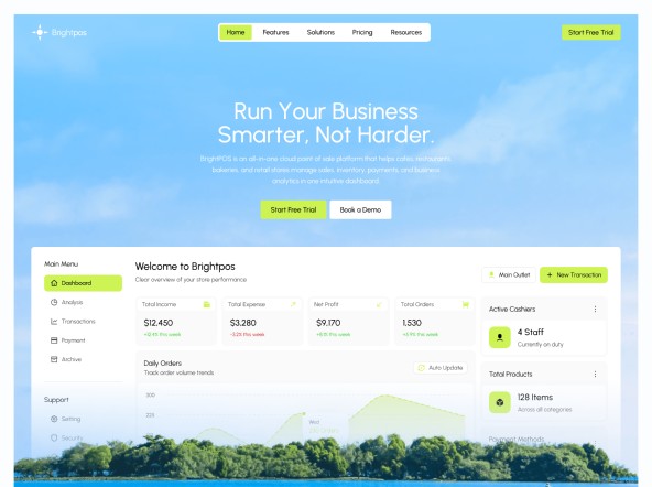 Brightpos Website no-code development preview