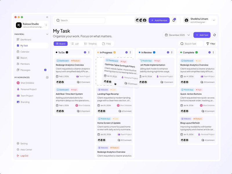 Rukous task management app
